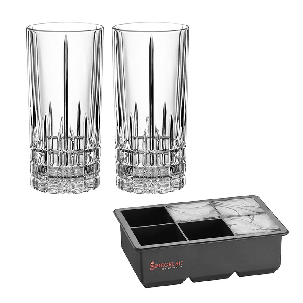Spiegelau Perfect Ice Cube Longdrinkgläser Eiswürfelform 3tlg, Farbe:Transparent
