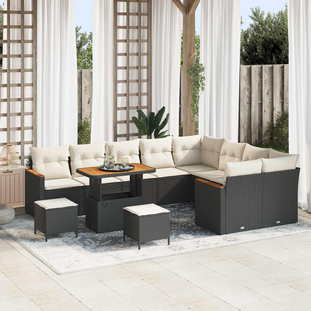 Maison Exclusive - Gartensofa-set 12 pcs Schwarz Poly-Rattan