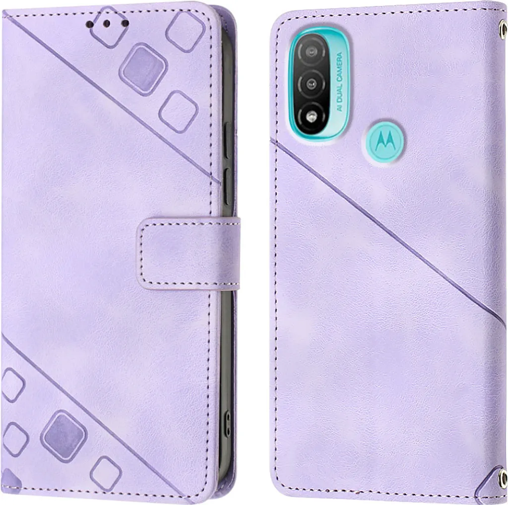 Custodia Motorola Moto E30 E40 E20 in Rilievo Viola - Protezione in Pelle