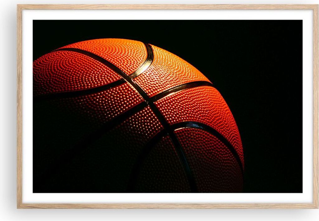 Gerahmtes Poster - Rahmen in heller Eiche - Basketball Spiel Sport - 91,5x61 cm - Wand Bild - Wanddeko - Wandbilder - Wandposter - Bilderrahmen - B...