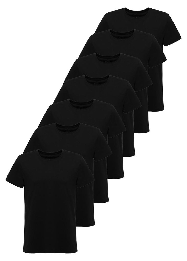Tazzio Herren T-Shirt Rundhals 7er-Pack E106 (Schwarz, M)