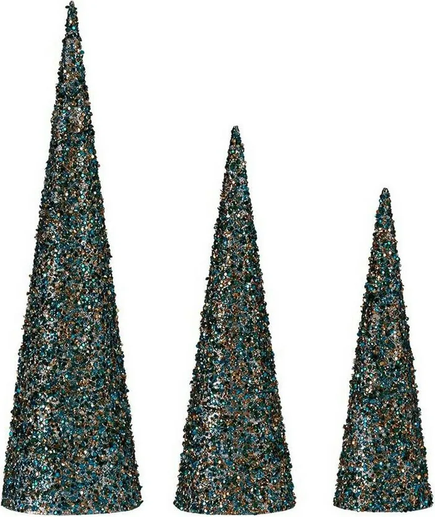 Cône de Noël Krist+ Bleu et Or Pailleté 60cm - Décoration Festive Chic