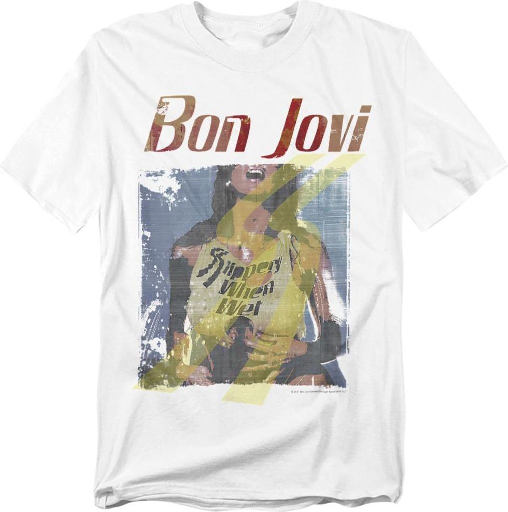 Bon Jovi - "Slippery When Wet" T-Shirt für Herren/Damen Uni TV20672 (XXL) (Weiß)