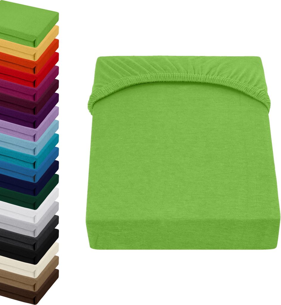 Jersey TOPPER Spannbettlaken 140x200-160x200cm Spannbetttuch für Boxspringbett-Topper Matratzen 100% Baumwolle, Farbe: Grün