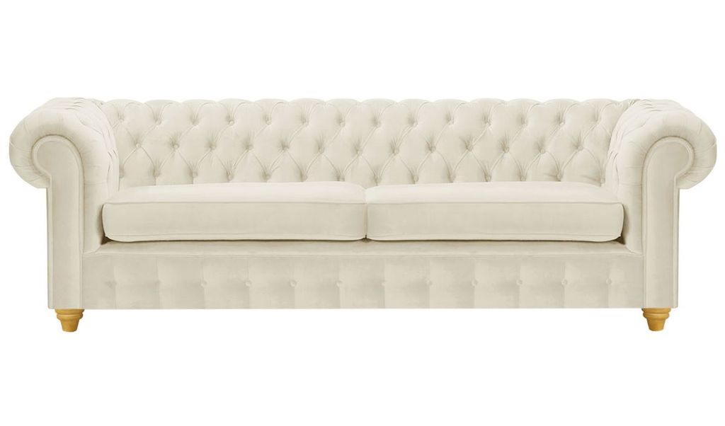 SLF24 - Dreisitzer-Sofa Chesterfield Max - hellbeige - Velluto 2