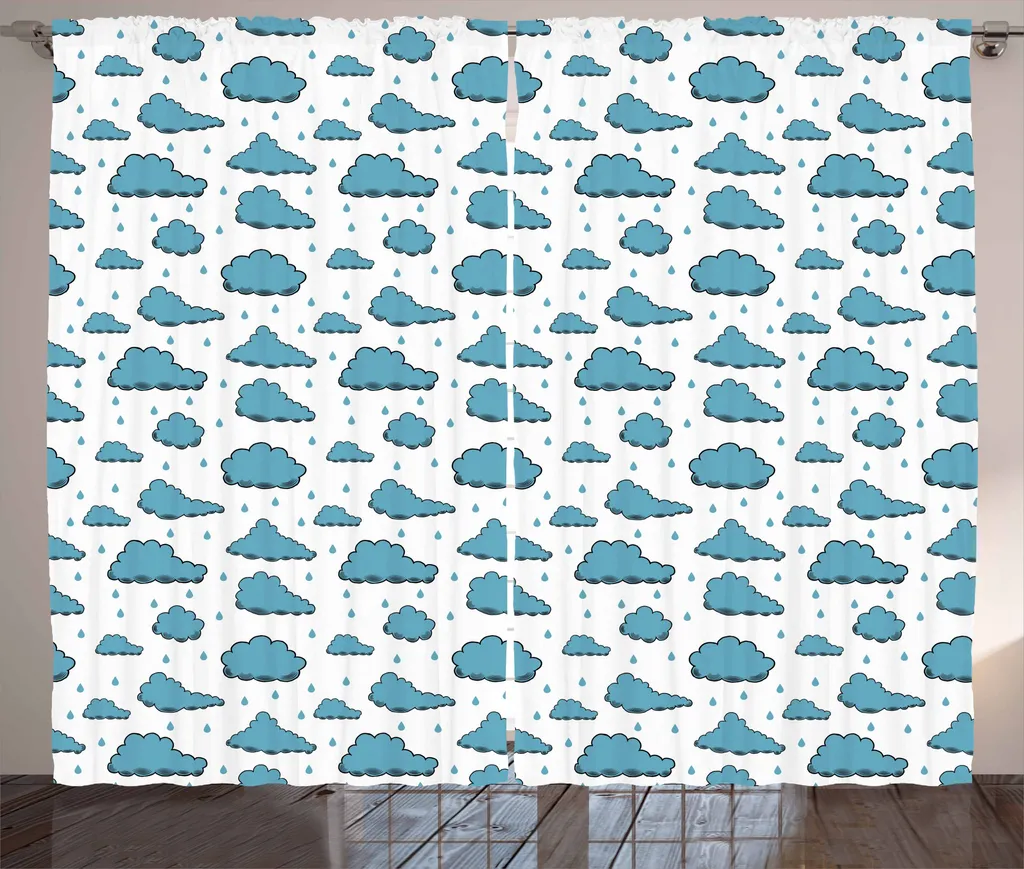 Grand Rideau Bleu Pétrole à Fronces 280x225 cm avec Crochets Inclus