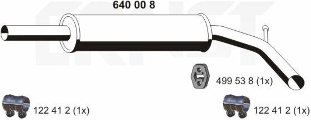 ERNST 640008 Mittelschalldämpfer Schalldämpfer für VW Polo Classic (6V2) Polo Variant (6V5) für SEAT Ibiza II (6K1)