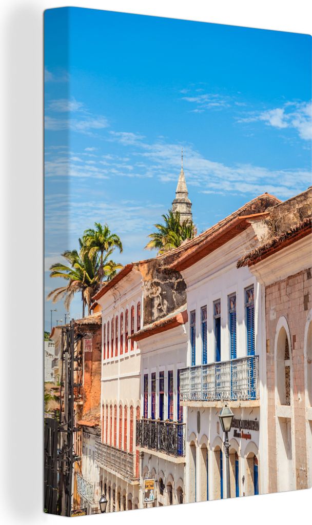 OneMillionCanvasses - Leinwandbilder - 90x140 cm, Foto einer Fassade in den Straßen von São Luís in Brasilien, Wandbilder Kunstdruck Wanddekor...