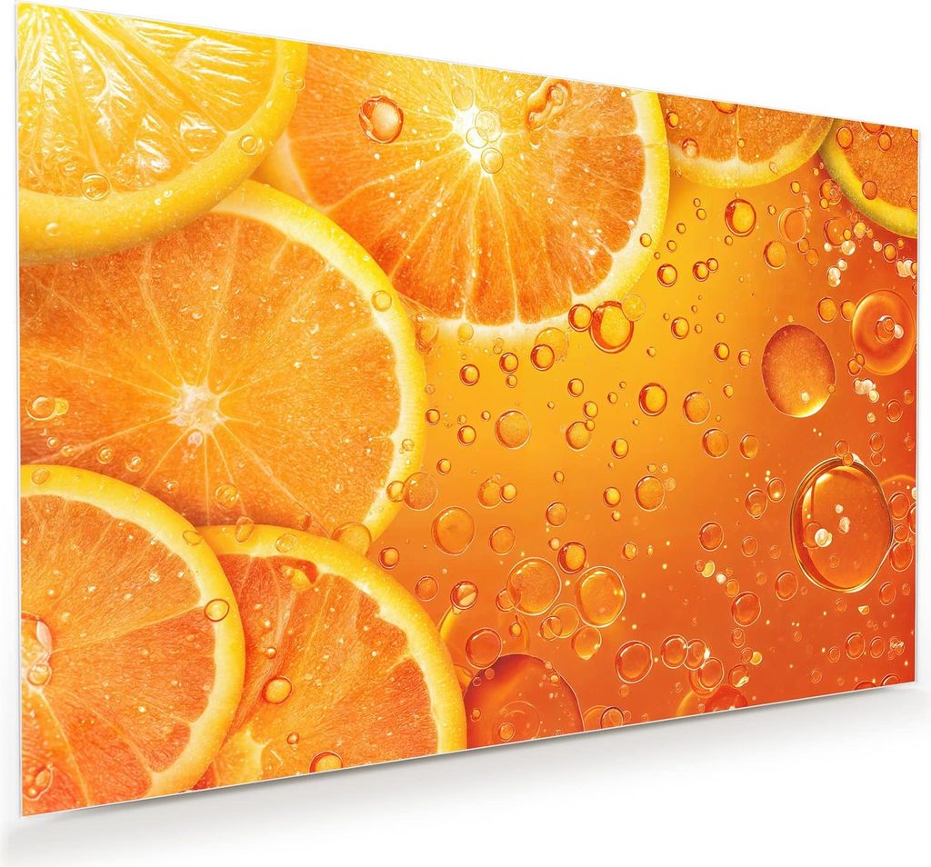 Glasbild 60x40cm in XXL für Wohnzimmer, Schlafzimmer Motiv Erfrischende Orange