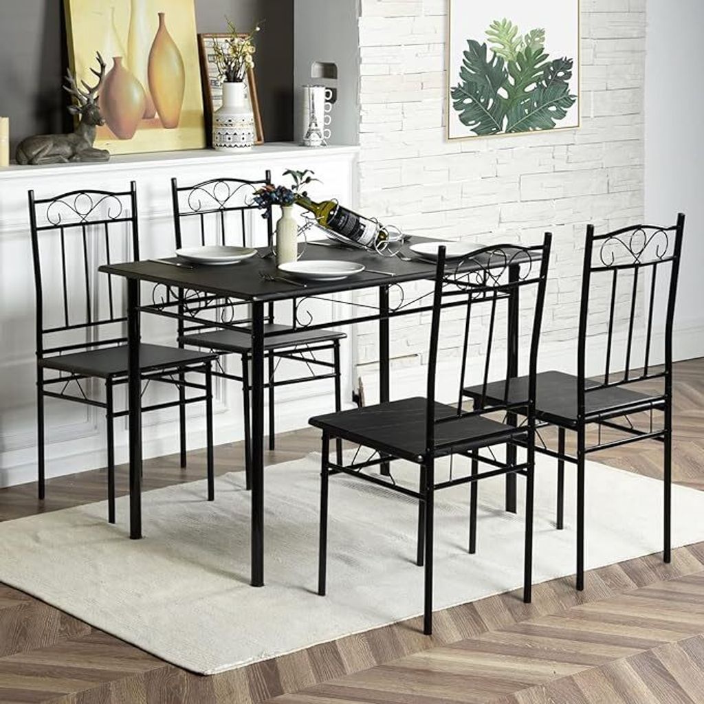 HJ WeDoo Essgruppe Industrial Style - Esstisch mit 4 Produktbild 2