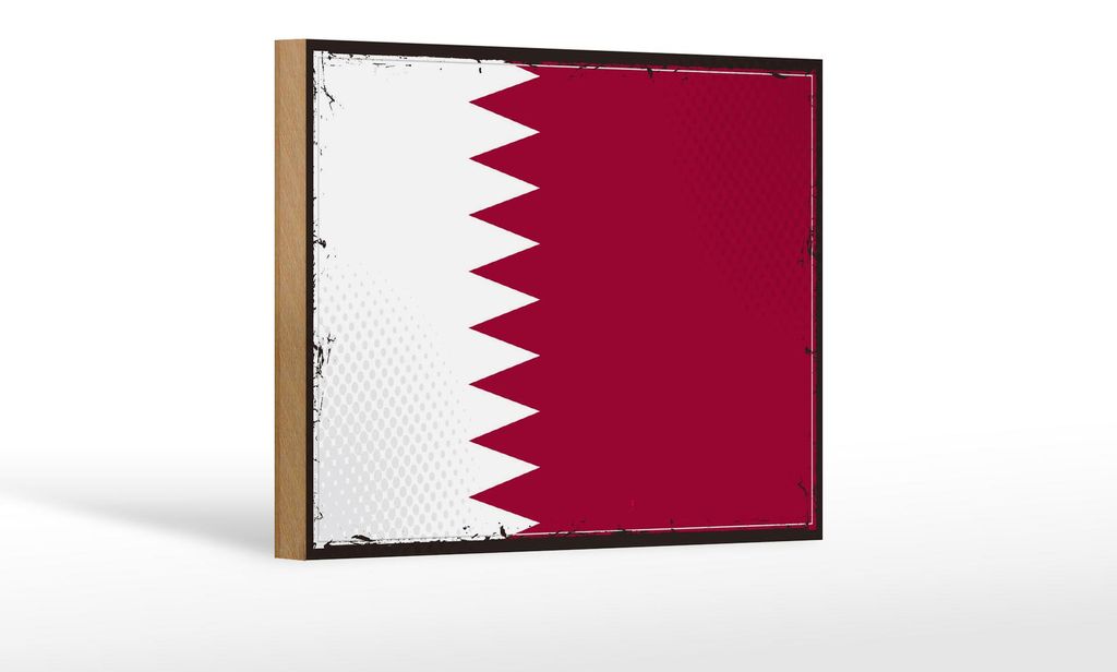 Holzschild Flagge Katars 18x12 cm Retro Flag of Qatar Dekoration