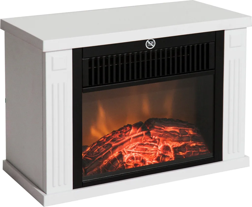 Caminetto Elettrico 1200W Bianco - Stufa con Effetto Fiamma Realistico