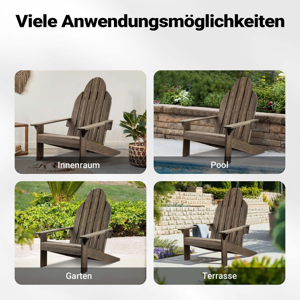 Wiltec zahradní židle z masivu Adirondack 89 x 72 x 92,5 Obrázek produktu 8