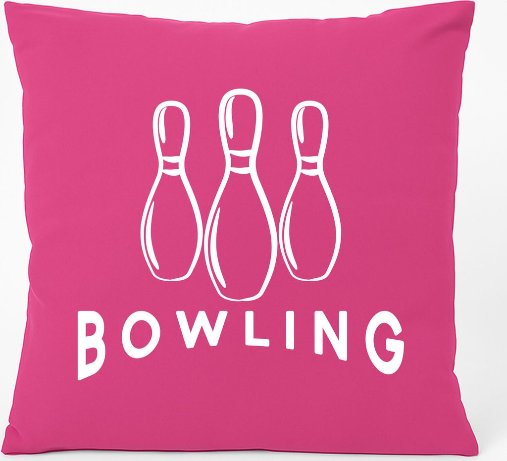 Huuraa Kissen Bowling Pinns 40x40cm mit Füllung Fuchsia Baumwolle Dekokissen Geschenkidee