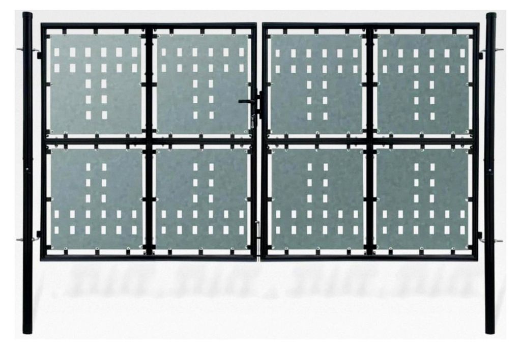 Schwarzes Doppeltür-Zauntor 300 x 250 cm