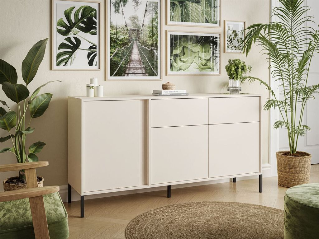DELLE beige 153 cm Kommode mit Schubladen