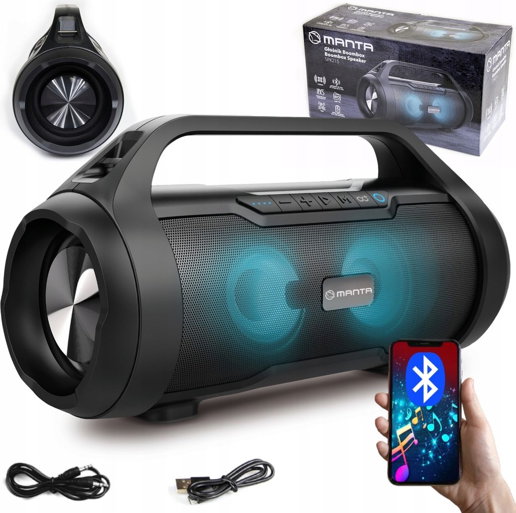 Bluetooth Lautsprecher Drahtlose Boombox Usb Sd Fm Manta Spk215 Leistungsstarker Akku