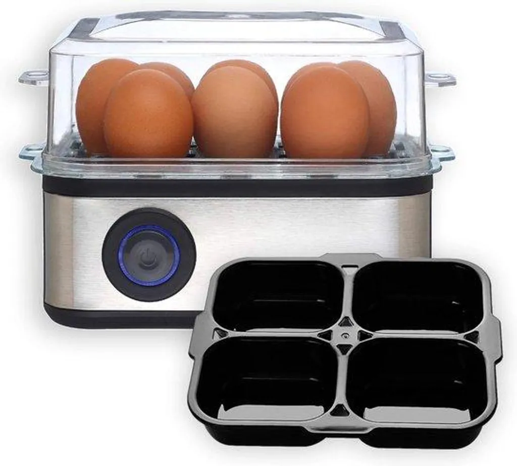 Cuit-œuf électrique multifonction inox et noir 500W pour la cuisine