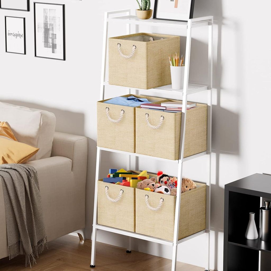 Aufbewahrungskisten Set von 4 - Faltbare Canvas Box - Beige - Ideal für Kallax-Regale und Organisation