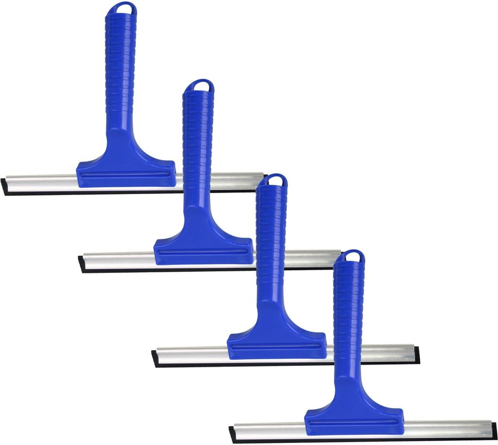 Novaliv 4x Fensterabzieher 35 cm Aluleiste mit Gummilippe für streifenfreies Abziehen Blau Fensterreiniger Fensterlippe Fensterreinigung Abzieher ...