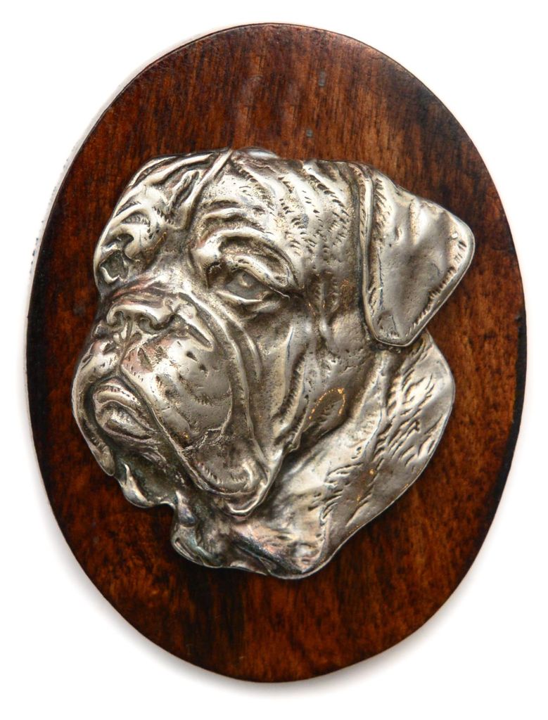Bordeauxdogge, Dogue de Bordeaux I - Hundeausstellungsbrosche, Startnummernclip, Hundeanstecker von Art-Dog