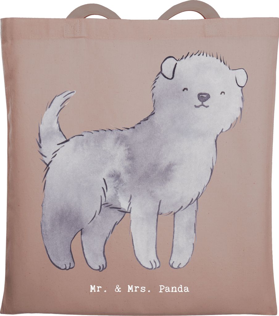 Mr. & Mrs. Panda Tote Bag Affenpincher Moment - Braun Pastell - Geschenk, Uni Tasche, Jutebeutel, Büchertasche, Laptoptasche