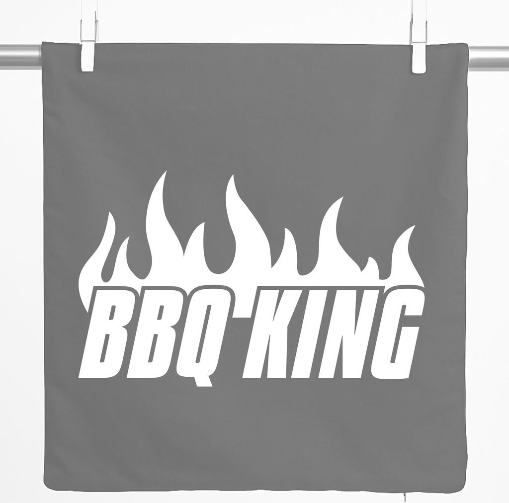 Huuraa Zierkissenbezug BBQ King Flammen Geschenk 40x40cm Steel Grey Baumwolle BBQ King Dekoration