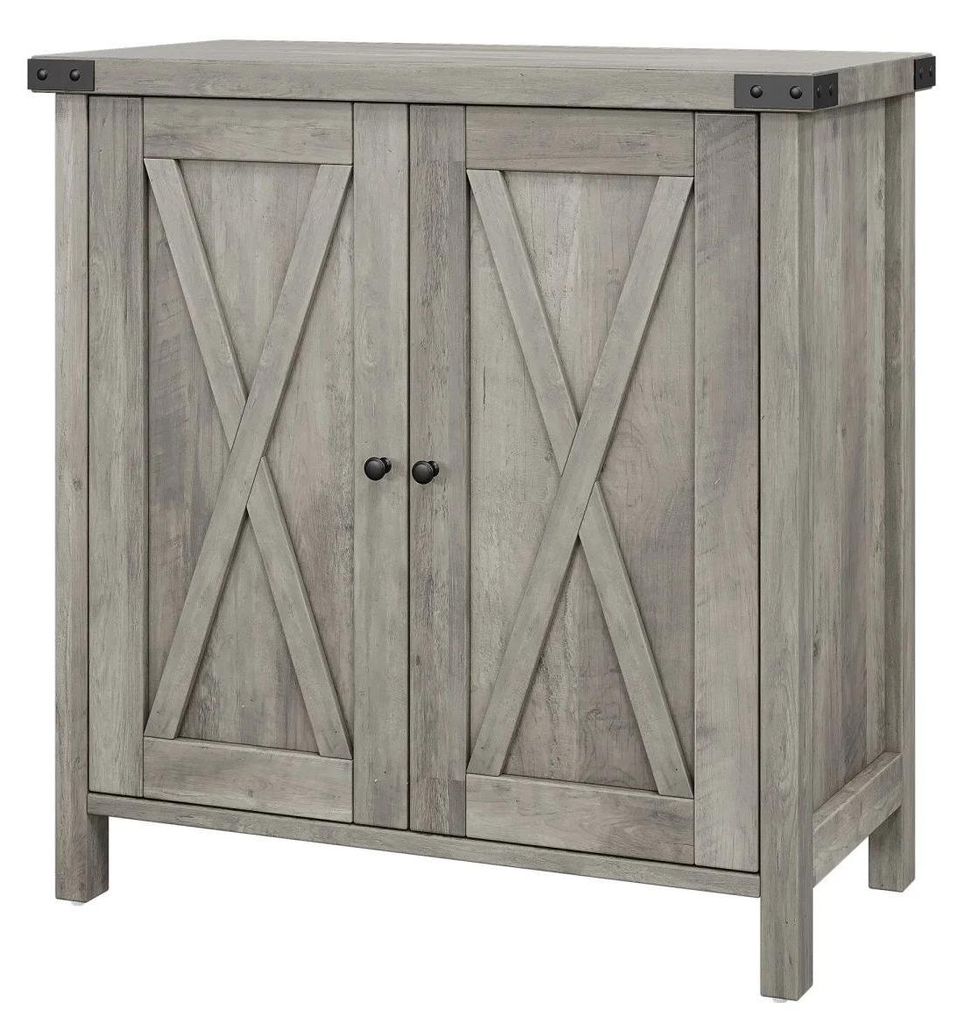 Sideboard Anrichte - 2-Türiger Buffetschrank - Verstellbare Einlegeböden - Holz - Landhaus Retro Stil - Für Flur/Wohnzimmer/Küche - Grau