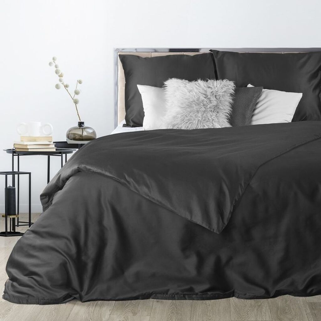 Eurofirany Bettwäschegarnitur Bettwäsche NOVA3 schwarz 140x200 cm 2 TLG SET: mit 1x Kissenbezug 70x80 cm