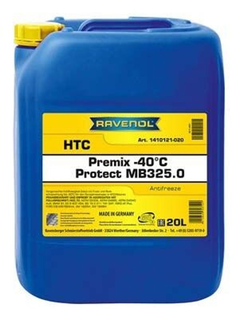 RAVENOL HTC Protect MB 325.0 Kühlmittel Kühlerfrostschutz 20L Blau Antifreeze Fertigmischung G11 type D