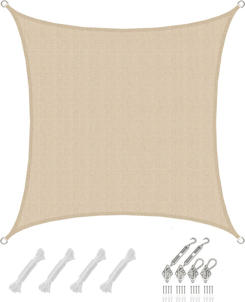 3x3 UV Sonnensegel Viereckig Atmungsaktiv - Sonnenschutz Segel mit Befestigung