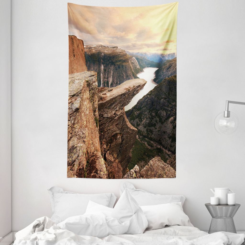 ABAKUHAUS Berg Wandteppich und Tagesdecke, River Canyon Norwegen aus Weiches Mikrofaser Stoff Waschbar ohne Verblassen Digitaldruck, 140 x 230 cm, ...