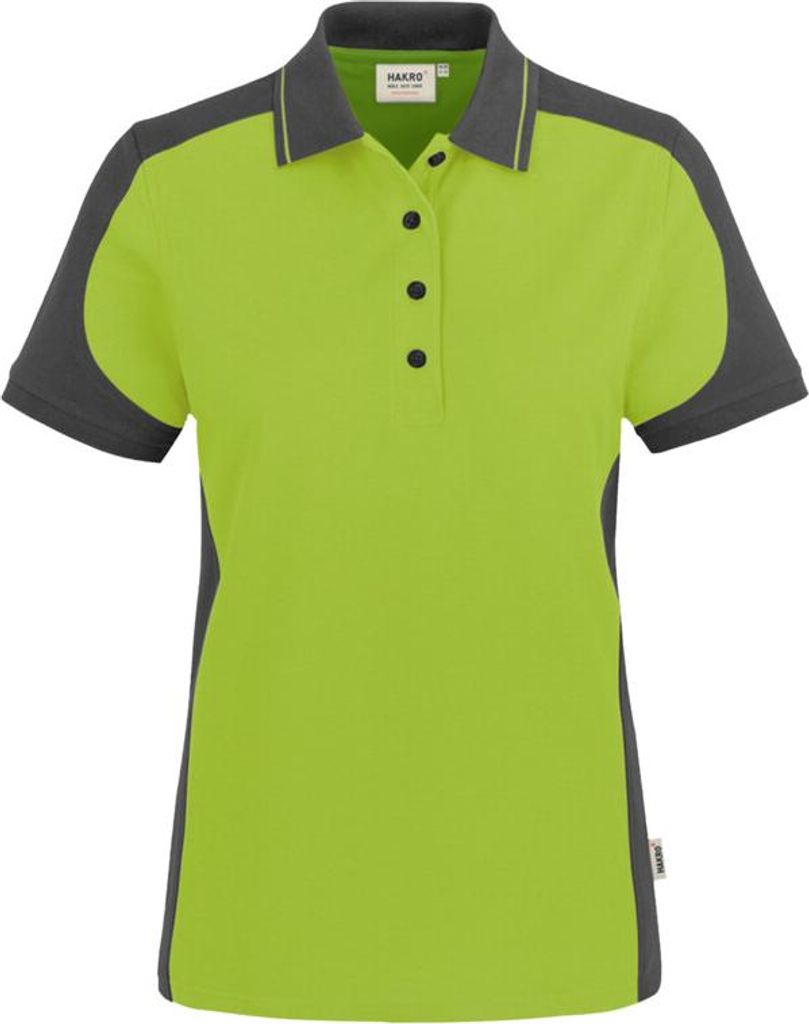 HAKRO Damen Poloshirt Contrast Mikralinar 239, kiwi/anthrazit, XL