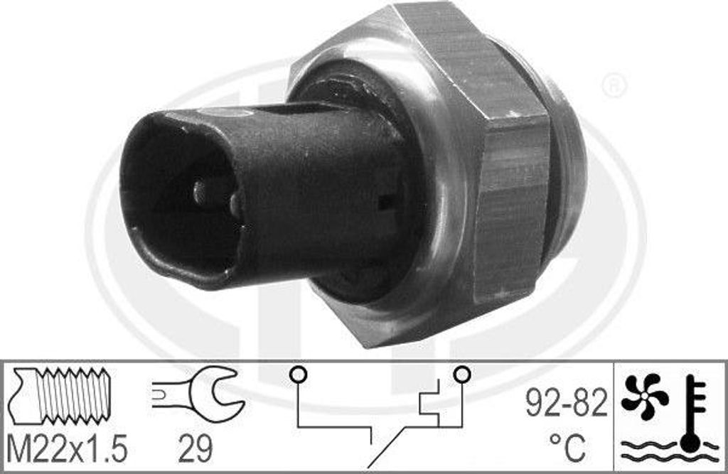 ERA 330181 Temperaturschalter, Kühlerlüfter OE 96123564 kompatibel mit Arena, Astra F, Movano, Clio, Espace, Kangoo, Laguna, Master, Megane, Rapi...