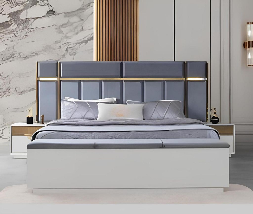 Schickes Schlafzimmer-Set in modernem Design mit Bett und Nachttischen