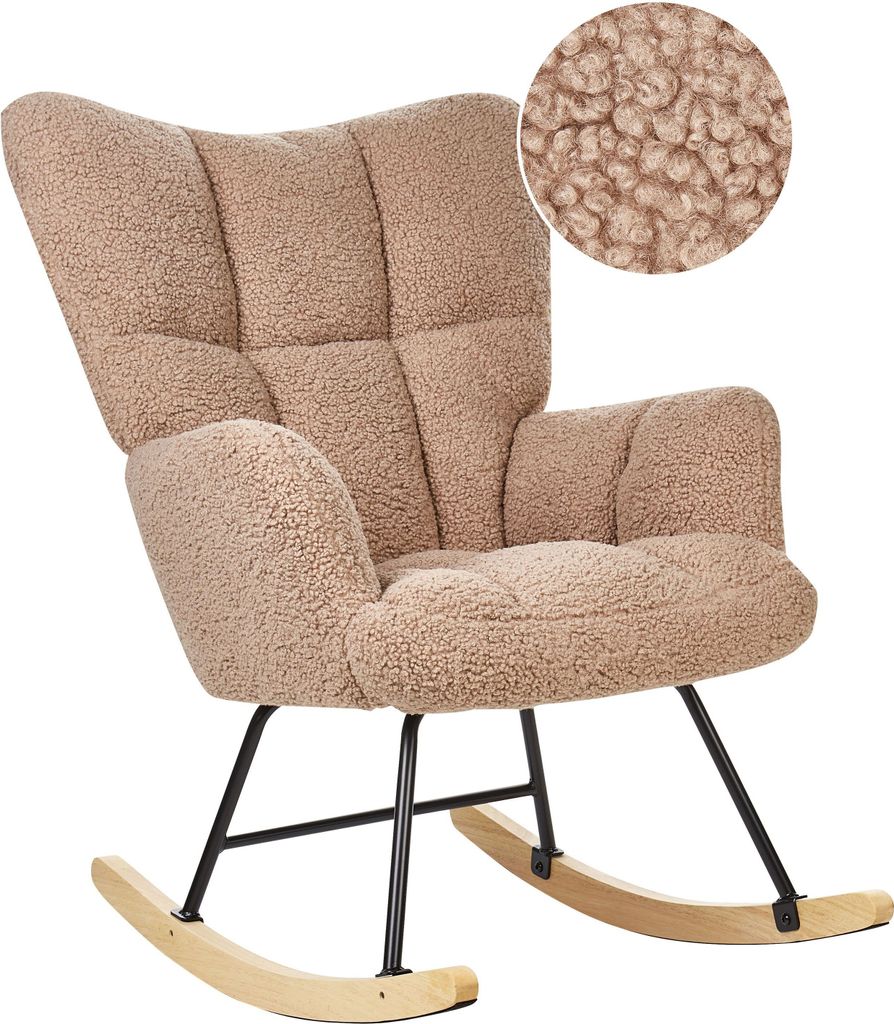 BELIANI Schaukelsessel Sandbeige Bouclé Stoff Gepolstert Produktbild 