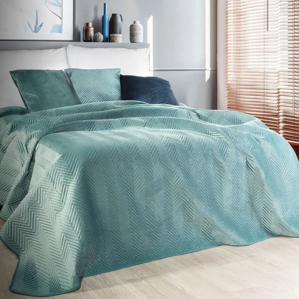 Boutis de lit Sofie Mint 220x240 cm - Jeté de lit matelassé léger