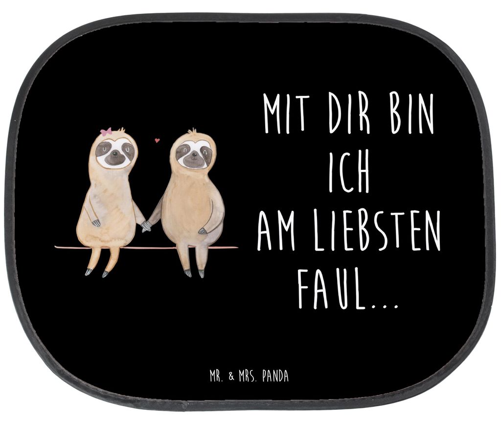 Mr. & Mrs. Panda Auto Sonnenblende Faultier Pärchen - Schwarz - Geschenk, Sonnenschutz für, autofenster, faul, Beziehung, Liebe