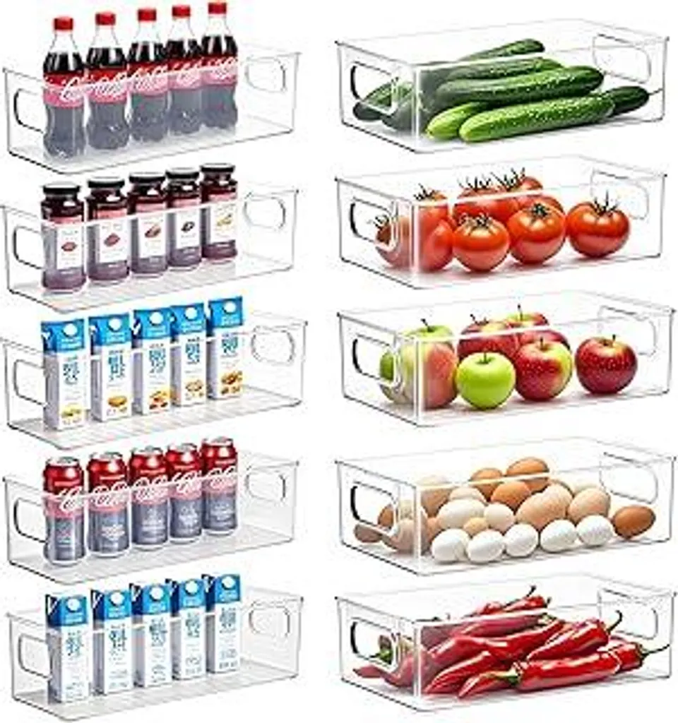 Set di organizer per frigorifero, set da 10 (2 misure) Organizer per frigorifero, organizer per cucina, adatto per cucina, frigorifero, cassetti, armadio, scrivania o tavolo da ufficio, ecc., senza BPA