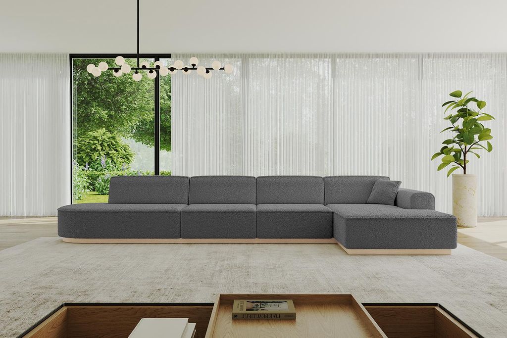 ALTDECOR Ecksofa in L-Form IREA-L3 412x165x80 cm Grau Corner Sofa Eckcouch Couch Wohnlandschaft Cauchsofa