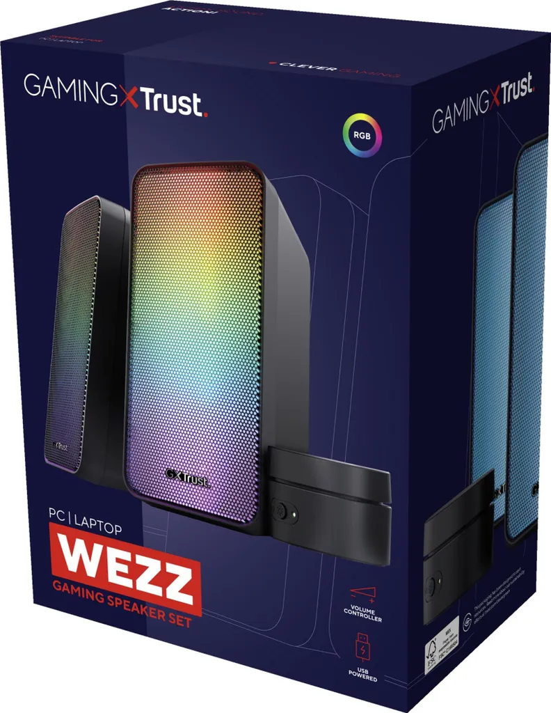 Haut-parleurs Trust GXT 611 Wezz 2.0 avec Éclairage RGB et Son 6W