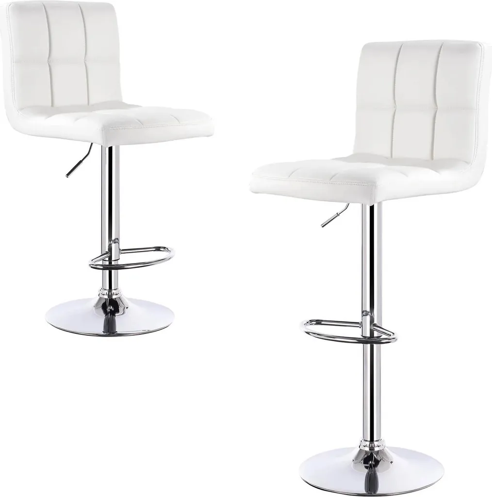 Tabouret de bar blanc pour comptoir et îlot de cuisine réglable 114 cm