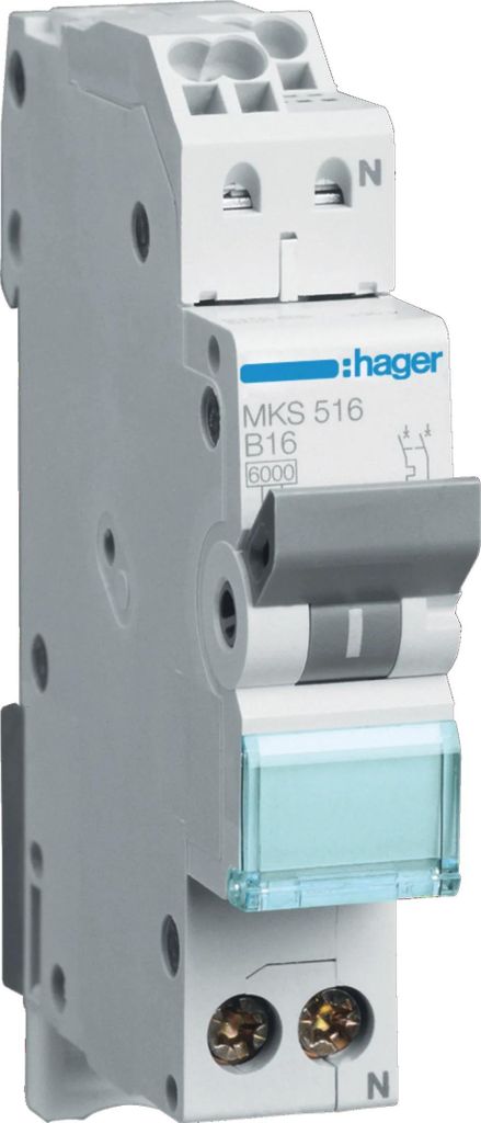 Hager LS-SCHALTER 1P+N 16A-B 6KA1PLE (MKS516 QUICK CONNECT) Produktbild 