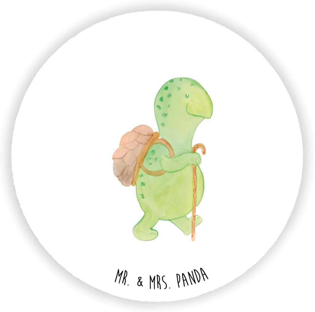 Mr. & Mrs. Panda Kühlschrankmagnet Schildkröte Wanderer - Weiß - Geschenk, holzmagnet, Zufrieden, magnet für kühlschrank, Rucksack, Entpannt, ...