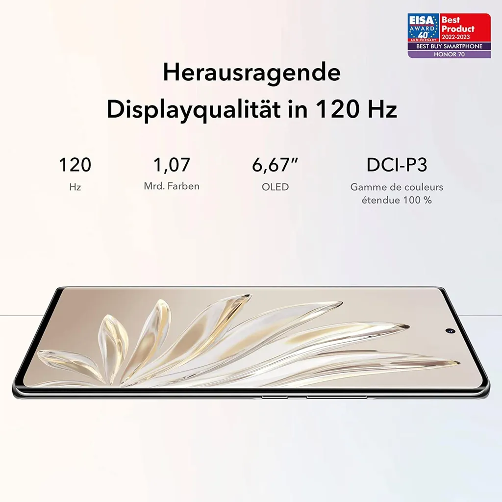 Honor 70 5G Dual Sim 128Go Noir Midnight - Smartphone Android Puissant - 8