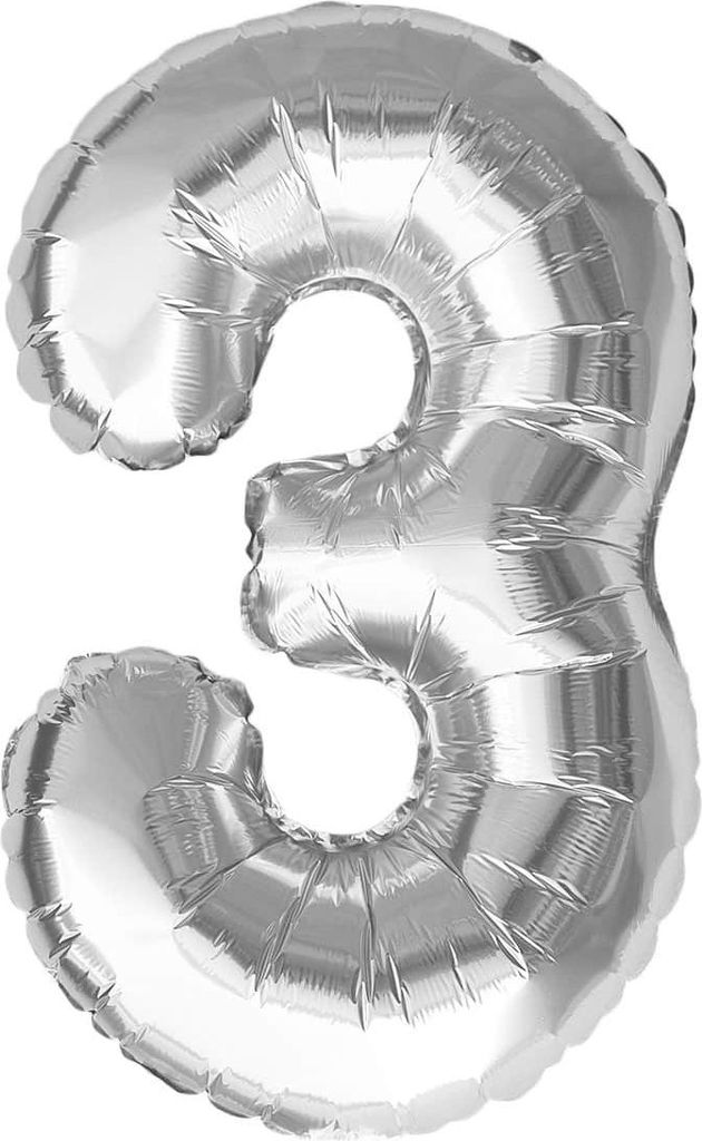 Oblique Unique Folien Luftballon mit Zahl 3 Geburtstag Produktbild 