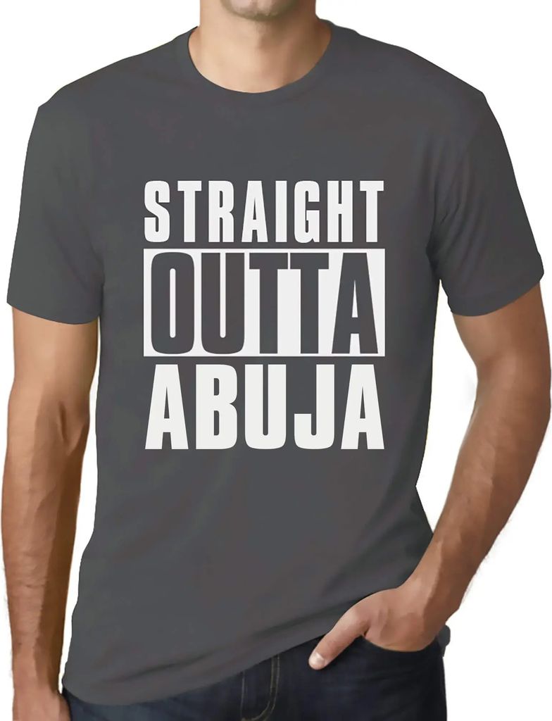 Herren Grafik T-Shirt Straight Outta Abuja Öko-Verantwortlich Vintage Jahrgang Kurzarm Lustige Druck Geburtstag Geschenk Mann