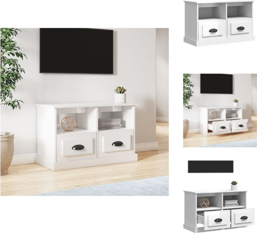 vidaXL TV-Schrank Hochglanz-Weiß 80x35x50 cm Holzwerkstoff - TV-Möbel