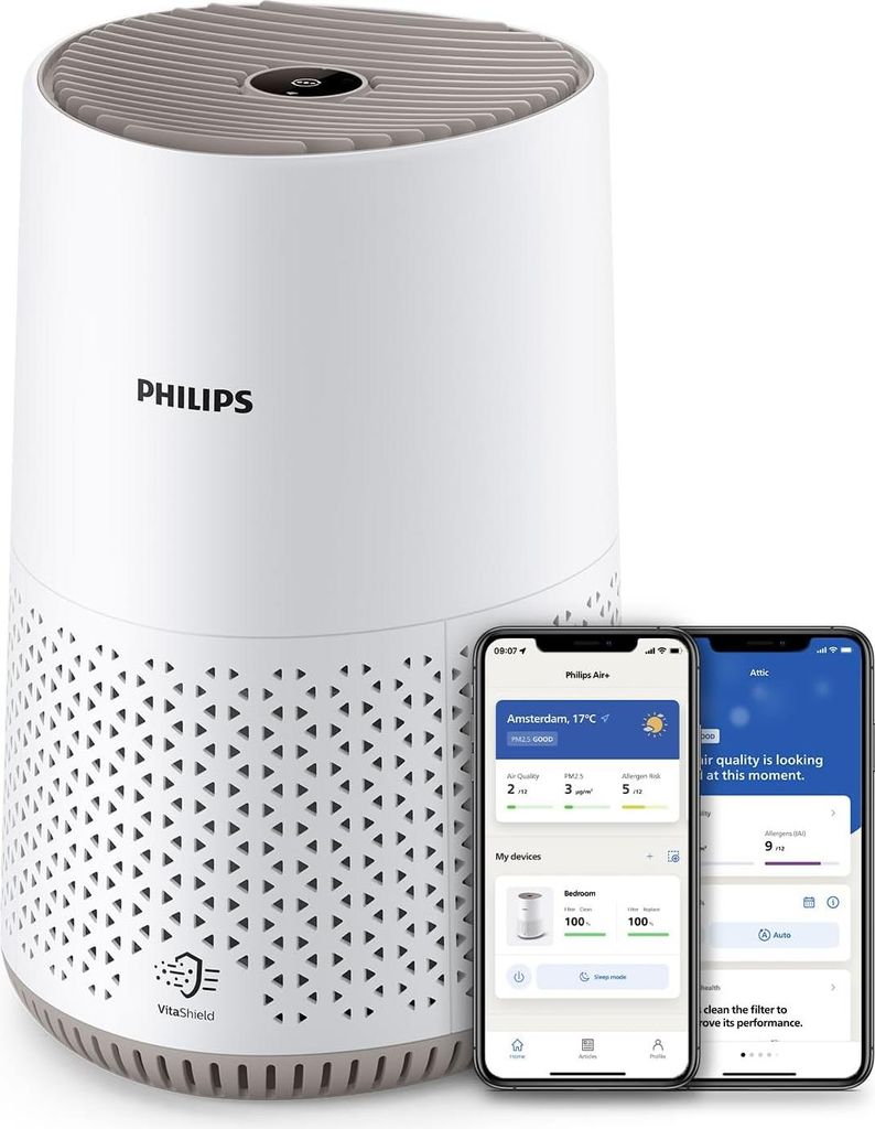 Philips Luftreiniger 600 Serie, Ultraleise und energieeffizient Für Allergiker, HEPA-Filter entfernt 99,97% der Schadstoffe, Für Räume bis zu 44...