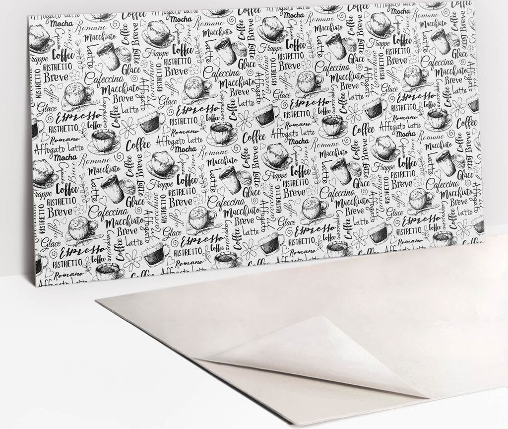 Dekorative PVC Wandpaneele - Küchenpaneele Rückwand hart Innenwand - 100 x 50 - Kaffeethema